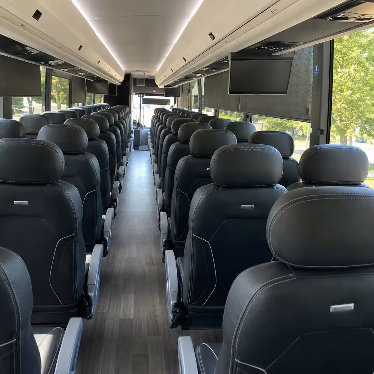 56 passenger charter bus inside