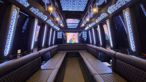 plantation party bus rental interior