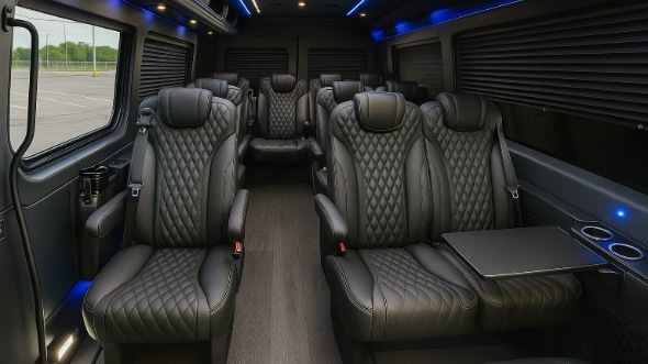 plantation sprinter van with driver inside